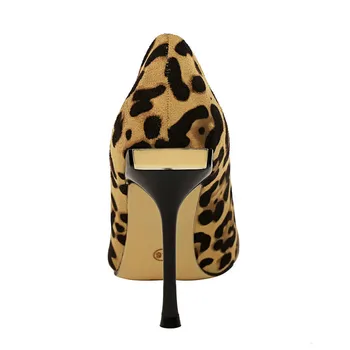 BIGTREE 10 CM Leopard Moda Visokih Petah Ženske Črpalke Urad Obleko Lady Jate Seksi Poročne Plitvo Konicami Prstov Stranka Tanke Pete