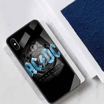 AC DC Band Logotip Steklena Telefon Primeru Fundas Coque Za IPhone 11 Pro Max Primerih XR XS 12 7 8 Plus Kritje Pribor Carcasa