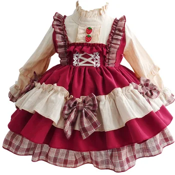 Jeseni, Pozimi Lolita Obleko Otrok Berry Dekle Lolita Obleko Otrok Retro Dolgimi Rokavi Otroci Obleke za Dekleta božič obleko