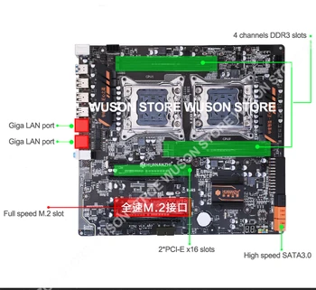HUANANZHI dvojno X79 motherboard snop M. 2 NVMe režo dual CPU Xeon E5 2690 V2 RAM 64 G(4*16 G) 1866 RECC video kartice GTX1050TI 4GD5
