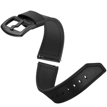 Črna kovinsko zaponko Usnjeni trak za Samsung Galaxy Watch Aktivna 2 44 mm 40 mm/Galaxy Watch 46mm 42mm/Prestavi Šport S3 Band Watchband