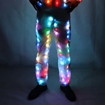 LED Luči Jakno, Plašč, hlače Kostume Set LED Stranka Obleke, Obleko Pisane Žareče Priložnostne Utripajoče Svetlobne Božično noč Čarovnic
