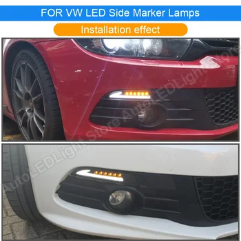2x Dim Objektiv Dynamic LED Sprednji Strani Marker Luči vklopite signalna luč(Rumena) LED položaj luči Za VW Scirocco 2008-2013