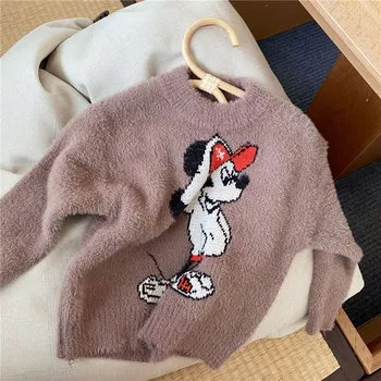 Disney Mickey Minnie Risanka Otroški Puloverji otroška Majica Fantje Dekleta Vrhovi Jesensko Zimski Pulover korejski Oblačila