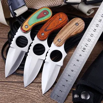 CS HLADNO fiksno rezilo noža leseni ročaj ravne noži taktično lovski nož na prostem kampiranje preživeti noži z tulec