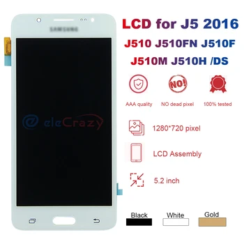 AMOLED za SAMSUNG Galaxy J5 2016 J510 J510FN J510F J510M J510H /DS LCD-Zaslon, Zaslon na Dotik, Računalnike Skupščine Zamenjava