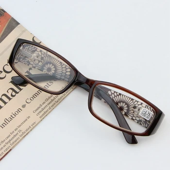 DRDAR moda za Ženske Obravnavi Očala 8869 Elegantno cvetje Presbyopia Daljnovidnost očala HD Anti-utrujenost rjava Kvadratni Okvir
