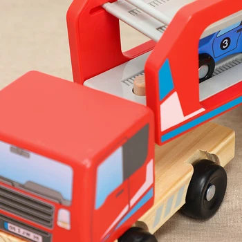 4Pcs Lesene Double Decker Igrača Tovornjak Prevoznik Tovornjak Simulacije Igrača Avto Model za Otroke, Lesene Igrače, Igrače za Otroke