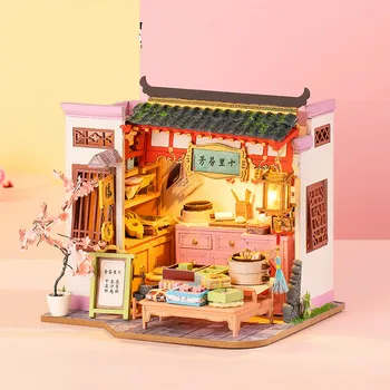 Stari Leseni DIY Hiša Ročno Sestavljeni Kitajski Stilov Model Zgradbe Valentinovo Darilo