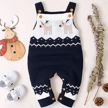 Božič Jumpsuit Baby Jeseni, Pozimi Risanka Camisole Pulover Božič Božič Elk Jumpsuits Baby Boy Girl Romper