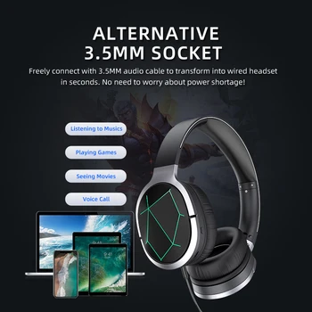 AWEI A799BL Gaming Slušalke Bluetooth V5.0 3D Zvok Zložljive Brezžični Žične Slušalke 5000mAh Baterije z Zunanjim Mikrofonom
