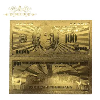 10Pcs/veliko Ameriško Zlato Bankovec za 100 Dolarjev USD 100 Zlato Folijo Bankovcev Ponarejeni Denar Za Zbirko Darila In notranje Dekoracije