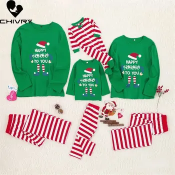 Nova Božič Božič Družinski Ujemanje Pižamo Nastavite Odrasli Otroci Sleepwear More Oče, Mati, Hči Baby Pismo Tiskanja Oblačila