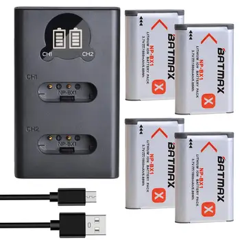 Batmax 1860mAh NP-BX1 NPBX1 Baterija+LED USB Dvojni Polnilec za Sony DSC RX1 RX100 M3 M2 RX1R WX300 HX300 HX400 HX50 HX60