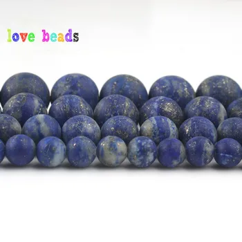AAA Naravnega Kamna Lapis Lazuli Kroglice Dolgočasno lak Mat Kamen Krog Noga za nakit, Izdelava DIY Zapestnico, Ogrlico 15