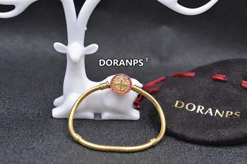 Čisto Nov DORANPS Vere indijski nakit 18K pozlačeni zapestnice čar kroglice braclet ženske bangle punco, darilo