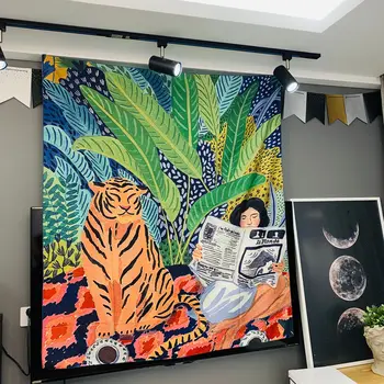 Živalske vrste design Nordijska INS visi tapiserija ozadju krpo Boho Dekor Steno Krpo, tapiserija, jungle tiger girl