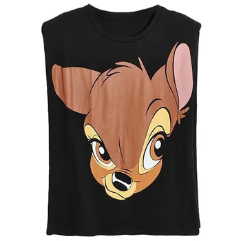 Disney T-Shirt Mickey Mouse Daisy Raca Winnie Pooh Bear Eeyore Bambi Princesa Vile Risanka Tiskanja Ženske Cotton Tee Vrhovi