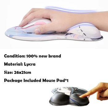 Anime Ne Igra Nobene Življenje Shiro Jibril Okolju Prijazno 3D Seksi Prsi Zadnjici Silikonski Gel Mousepad Zapestje Ostali Gaming Mouse Pad Mat
