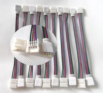 10/100 kozarcev/št. sklopa spajkanje 4PIN Kabel PCB Board Žice do 4-Pin Ženski Adapter za 10 mm 5050 RGB LED Trak svetlobe priključki