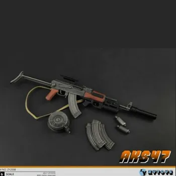 ZYTOYS 1/6 Obsega AK47 AK47S + Dušilec Pištolo Model Orožje Igrače Oprema W Zložljivi Nosilec Primerni Za 12 Akcijska Figura Model