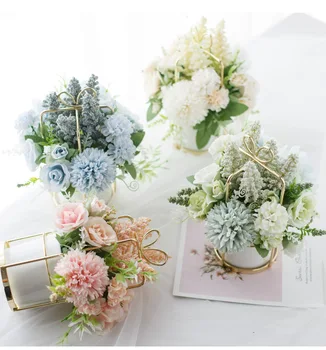 1 šopek Umetnih rož, chrysanthemum, sivke in vrtnice v kombinaciji šopek za Dom dekoracija Poroka Diy ima cvetje