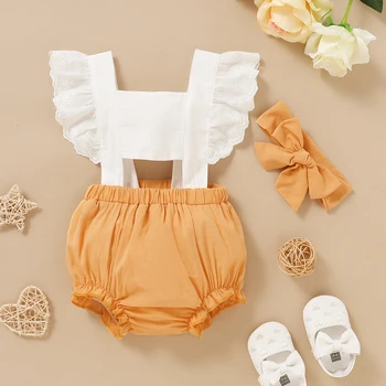 2020 Poletje Newborn Baby Girl Obleke, igralne obleke brez Rokavov Cvetlični Ruffle Jumpsuits enodelno Obleko 0-18 M