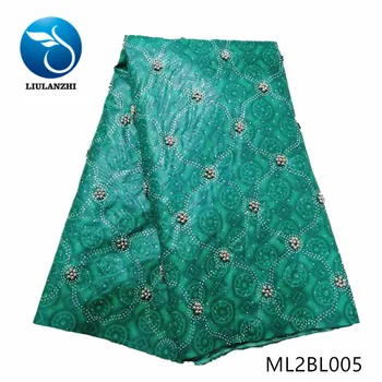 LIULANZHI Afriške vosek tkanine zelena vosek tiskanje tkanine za obleko Vroče prodaje ankara pravi vosek s kamni/biseri ML2BL001-ML2BL008