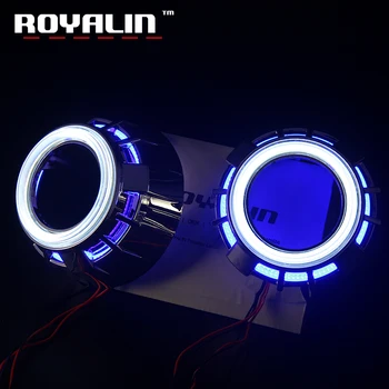 ROYALIN COB LED Bi-Objektiv Pripone Dvojno Angel Eyes Halo Obroči Bela Rdeča Modra Rumena za Xenon Projektor Objektiv H1 DRL Avto Luči