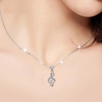 JrSr nove 925 sterling srebro glasbeno noto obesek ogrlice 2020 ženske modni DIY nakit materinski Dan darila Brezplačna dostava