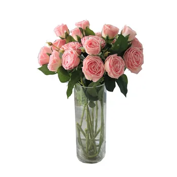 Visoko-kakovostni razred umetne rože občutek vlažilne 3heads rose doma okraski okraski fotografija prop en cvet dogovoru