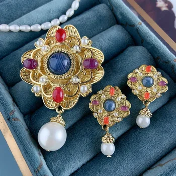 CINDY XIANG Baročni Biser Križ Broške Za Ženske Vintage Moda Pisane Royal Stil Nakit Broška Pin Visoke Kakovosti