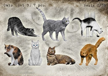Novo Nesestavljeni 1/35 sodobne mačke vključujejo 7 Smole za Vgradnjo DIY Igrače Unpainted smolo model