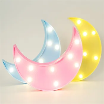 Dekorativni LED Crescent Moon Nadstrešek Znak 4 Barv, na Voljo Lunar LED Baterije Nočne Luči Vrtec Noč Lučka DARILO za Otroke