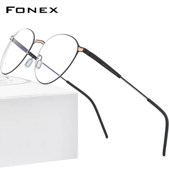 FONEX Zlitine Očala Ženske Krog Kratkovidnost Recept Optični Okvir Očala Moških 2020 Kovinski Polno korejski Brezvijačno Očala F1014