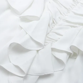 VC Brezplačna Dostava 2020 Ženske Belo Obleko Elegantno Ruffles Gumbi Vestidos Ženske obleke Slaven Patry Mini Obleka