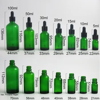 360 x 5ml 10 ml 15ml 20ml 30 ml 50 ml 100 ml eteričnega Olja Zelena Steklenička S Kapalko Za Tekoče Reagenta Pipeto z Aluminijem Obroč