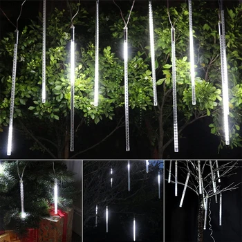 30 CM Božič LED Meteor Tuš Garland Luči 10 Cevi Počitnice Trak Svetlobe na Prostem Nepremočljiva Pravljice Luči Za Dom Eave Drevo