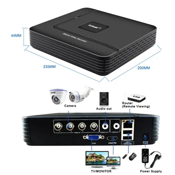 Klečeplazen 4CH 1080N 5 v 1 AHD DVR Kit CCTV Sistema 4&2PCS 720P/1080P IR AHD Fotoaparat na Prostem Nepremočljiva Varnostni Nadzor Nastavite XMeye