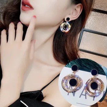 Pet zvezdic uhani multi-layer flash Nosorogovo krog uhani korejski temperament nakit
