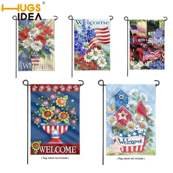 HUGSIDEA Patriotske Cvetje Dobrodošli Zastavo Vrt, Zastava Dvojno Stranicami Patriotske Trak Ameriške Ladjedelnice Zastavo na Prostem Dekoracijo