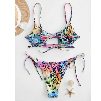 Leopard natisniti bikini 2020 mujer High cut kopalke ženske ključavnična luknja kopalke Niz kopalke ženske String kopalke plaža obrabe