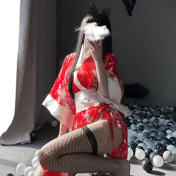 Seksi Sakura Kimono Lep Japonski Enotno Haljo Cvetlični kopalni plašč Kratek Kawai Noč Kopalna Moda Hišna Obleke za Ženske Tiskanje#