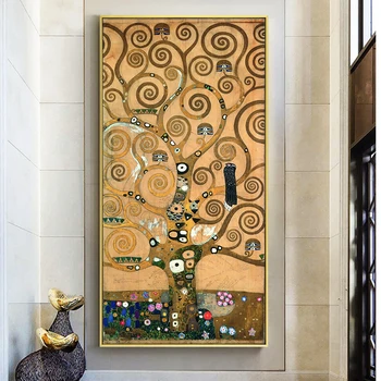 Umetnik Gustav klimt, ki jih življenje Drevo Oljna slika na Platnu Plakatov in Fotografij Cuadros Wall Art Slike Za Dnevni Sobi Doma Dekor