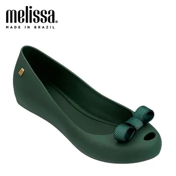 Melissa ženske čevlje 2020 novo lok plitvo eno čevlji nizki vrh ravno pete jelly čevlji ženske sandale počitnice čevlji