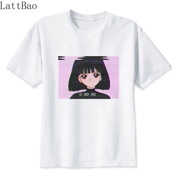 Žalosten Fant Retro Japonski Anime Design Plaži Poletje Vaporwave Človek T-Shirt Bombaž Ropa De Hombre Tshirt Moški/ženske T Shirt Nova