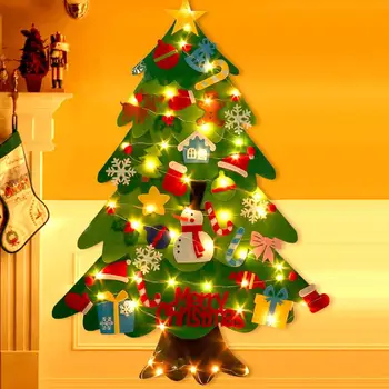 Novo Čutiti Božično Drevo 3.2 ft DIY Steni Visi Xmas Tree z 32 kos Okraski in 50 Niz Led Luči, Božični Okraski