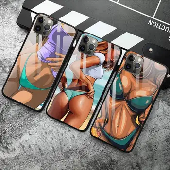 Tatoo Poletje Seksi Dekle Bikini Rit Umetnosti Telefon Primeru Kaljeno Steklo Za iPhone 12 Max Pro Mini 11 XR Pro XS MAX 8 X 7 6S 6 Plus SE