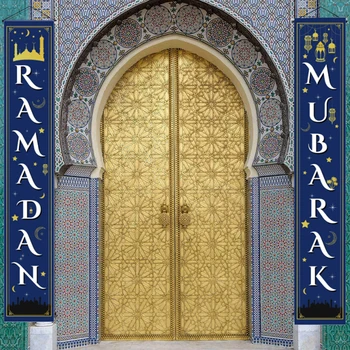 Ramadana Mubarak Vrata Curtain Banner Eid Mubarak Banner Visi Garland Zastavo Ramadana Kareem Muslimanskih Islamske EID Praznično Doma Dekor
