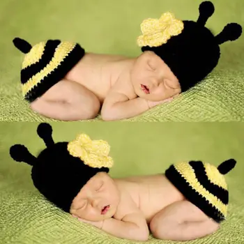 Dojenčki Newborn Baby Fantje Dekleta Unisex, Pletene, Kvačkane Fotografija Kostum Prop ČEBEL